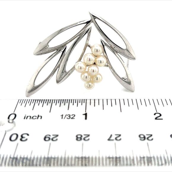 Mikimoto Estate Akoya Pearl Brooch Pin Sterling Silver 4.5 mm M270 - Picture 5 of 12